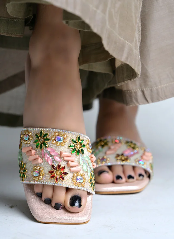 شوتوبيا Shoetopia Women Embellished Party Open Toe Flats